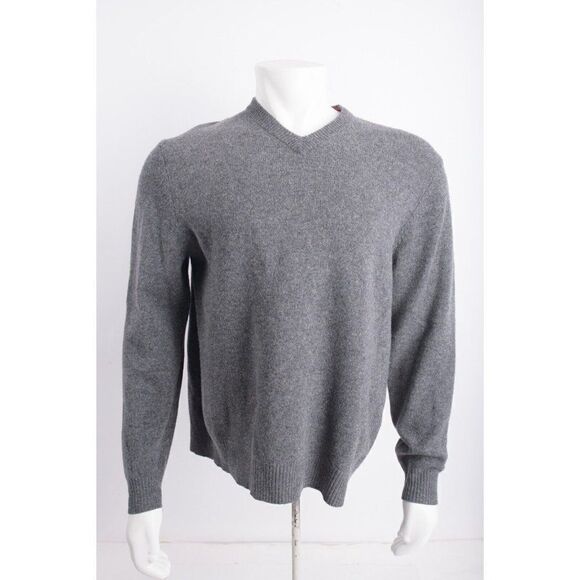 Boden Mens Sweater Pullover Size L Gray V-Neck Lambswool - Picture 1 of 6